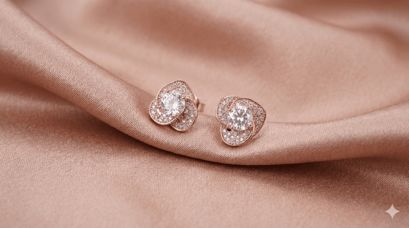 Rose Heart Earrings